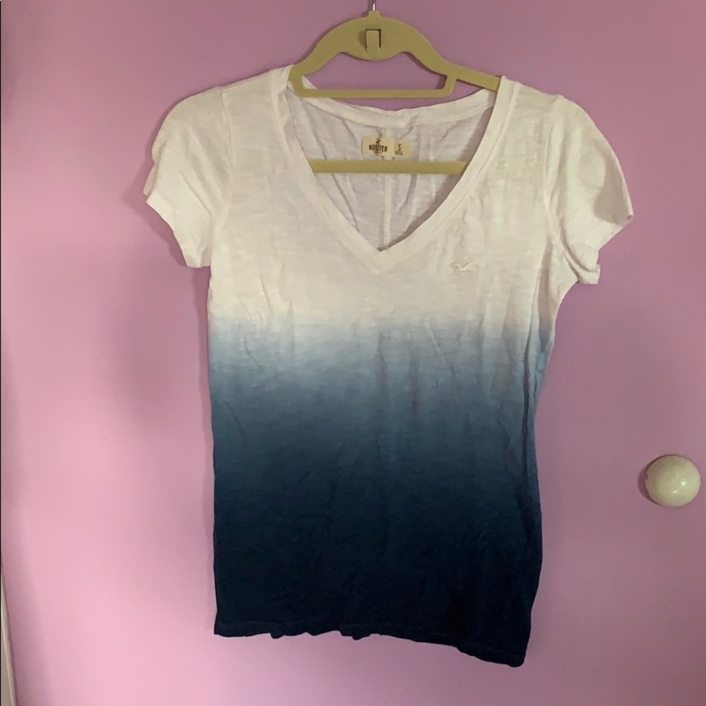 Blue and white v-neck tee